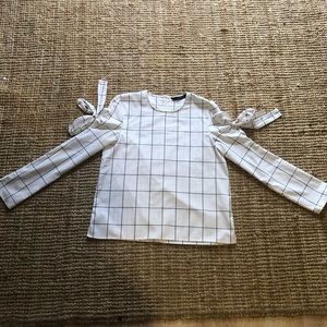Zara top with tie sleeves